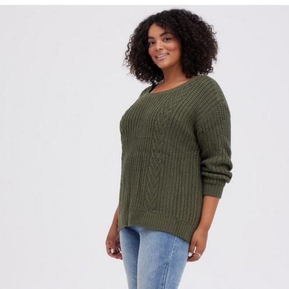 Cable Green tied back sweater - Picture 6 of 14